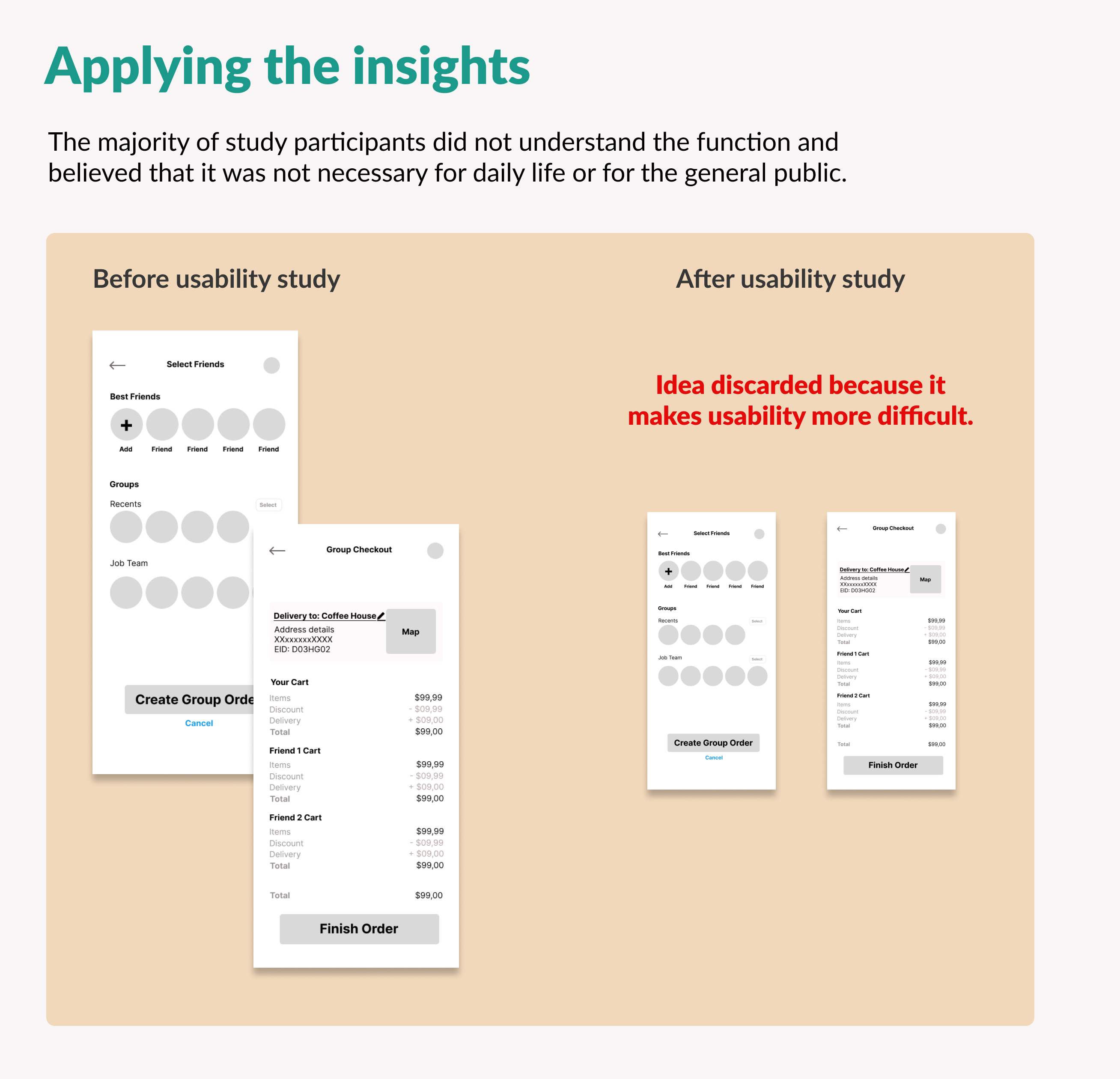 Coffee House Mobile App - UX/UI Design Case Study - Before and after - Applying the insights